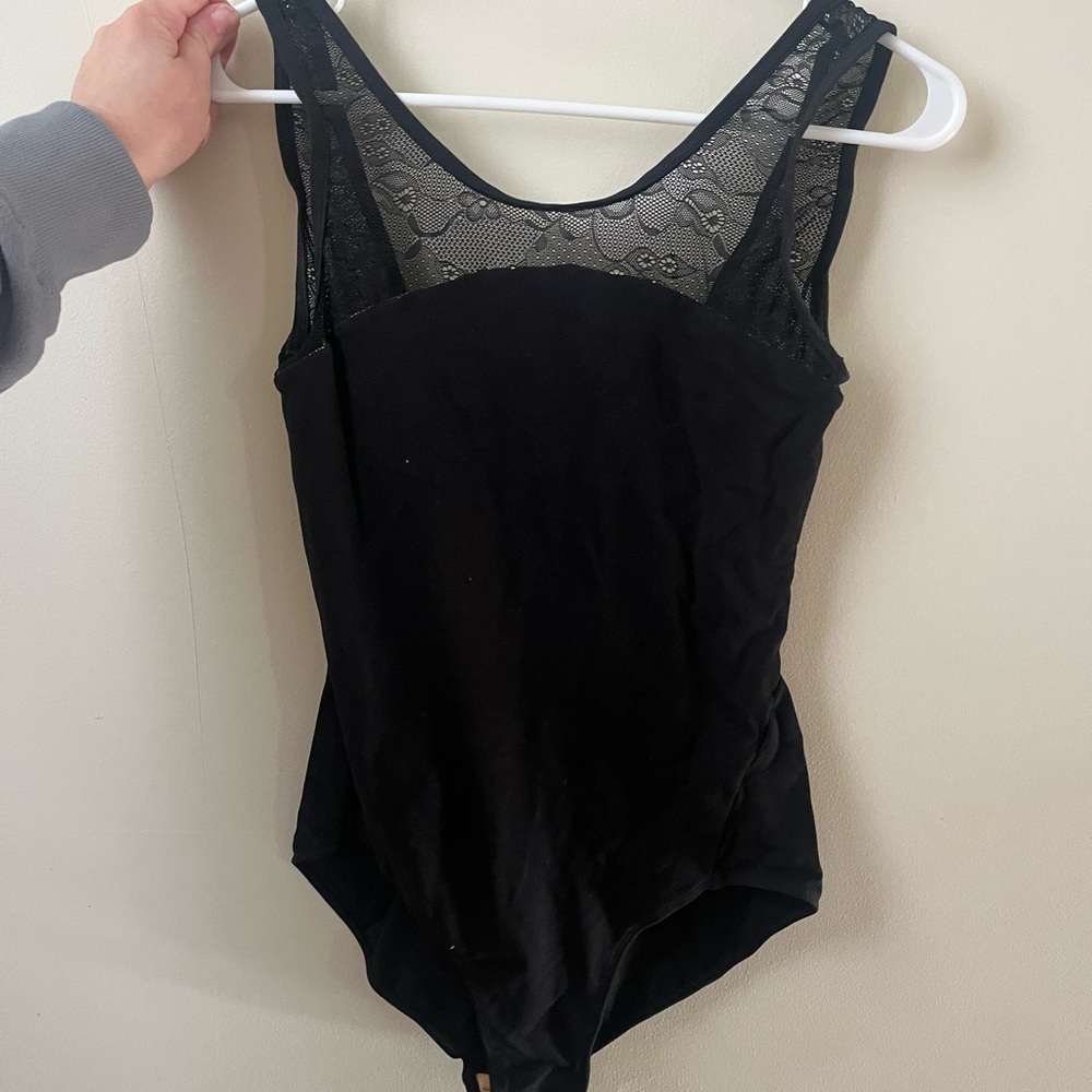 Elegant Black Lace Figure Skating/Dance Leotard Dress